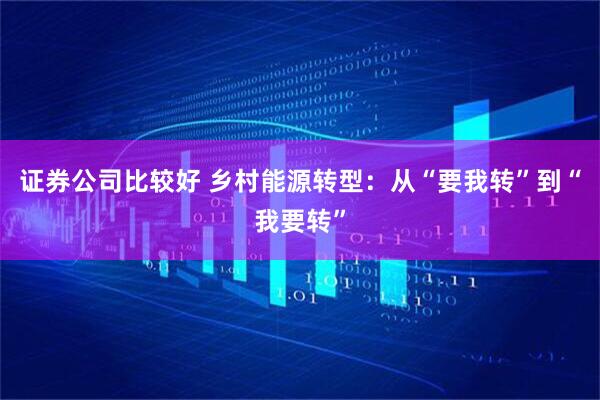 证券公司比较好 乡村能源转型：从“要我转”到“我要转”